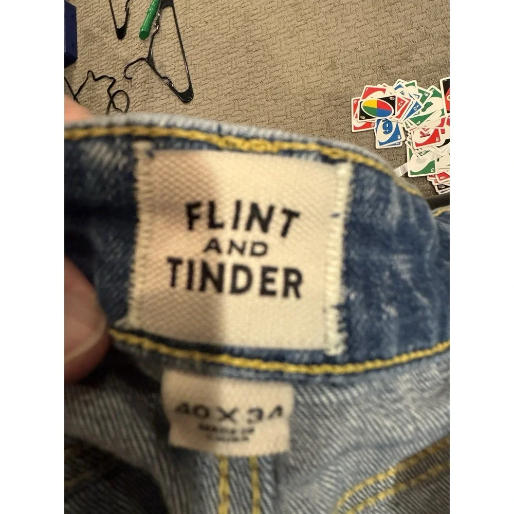 Flint And Tinder Jeans Mens 40X34 Straight Selvedge Denim  5-Pocket (T1)